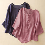 Mistara™ Linen Blouse — Feel Light, Look Powerful, Own Every Moment (Navy Blue XS) - | Zavonix