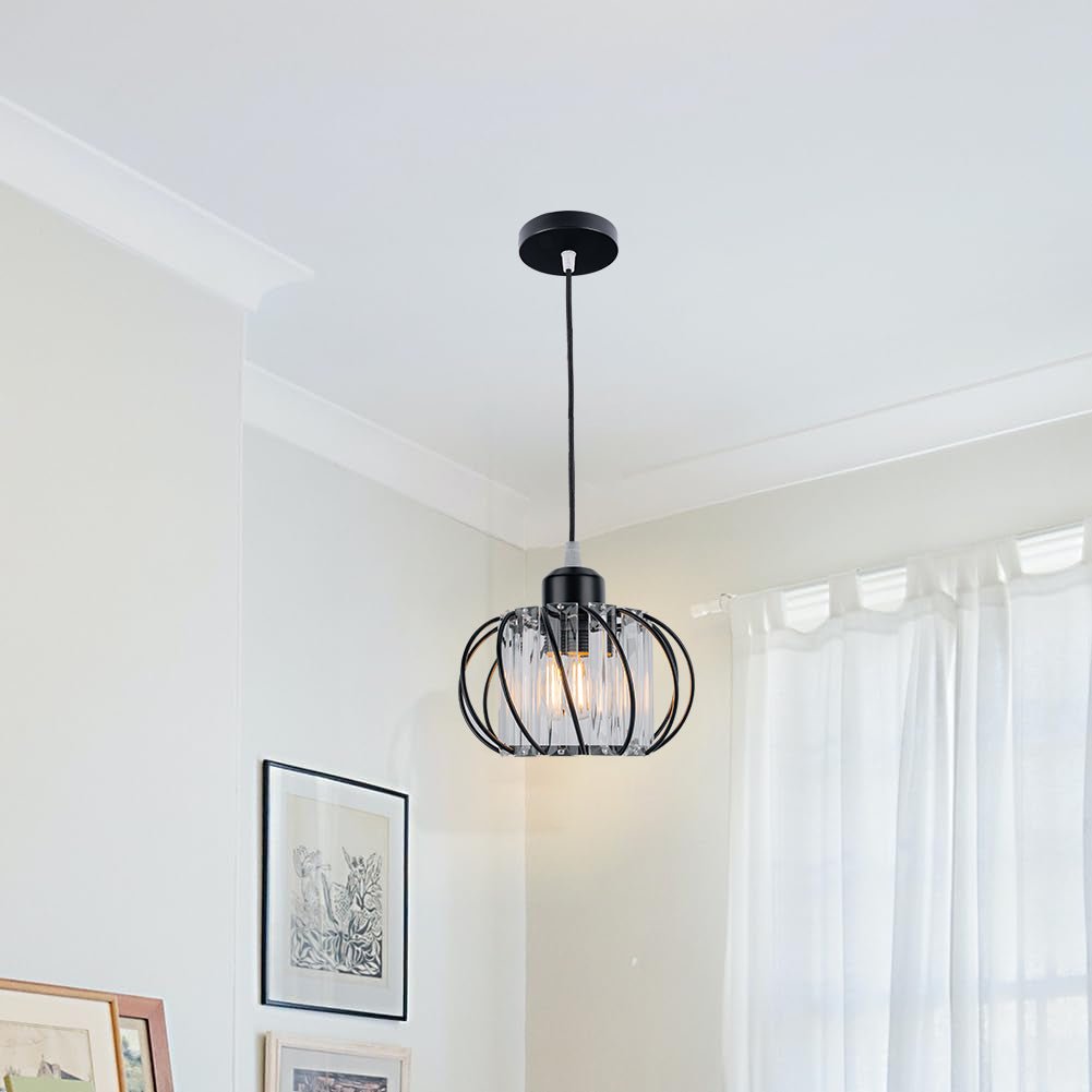 Modern Black Glass Globe Pendant Light Fixture for Elegant Interiors 6