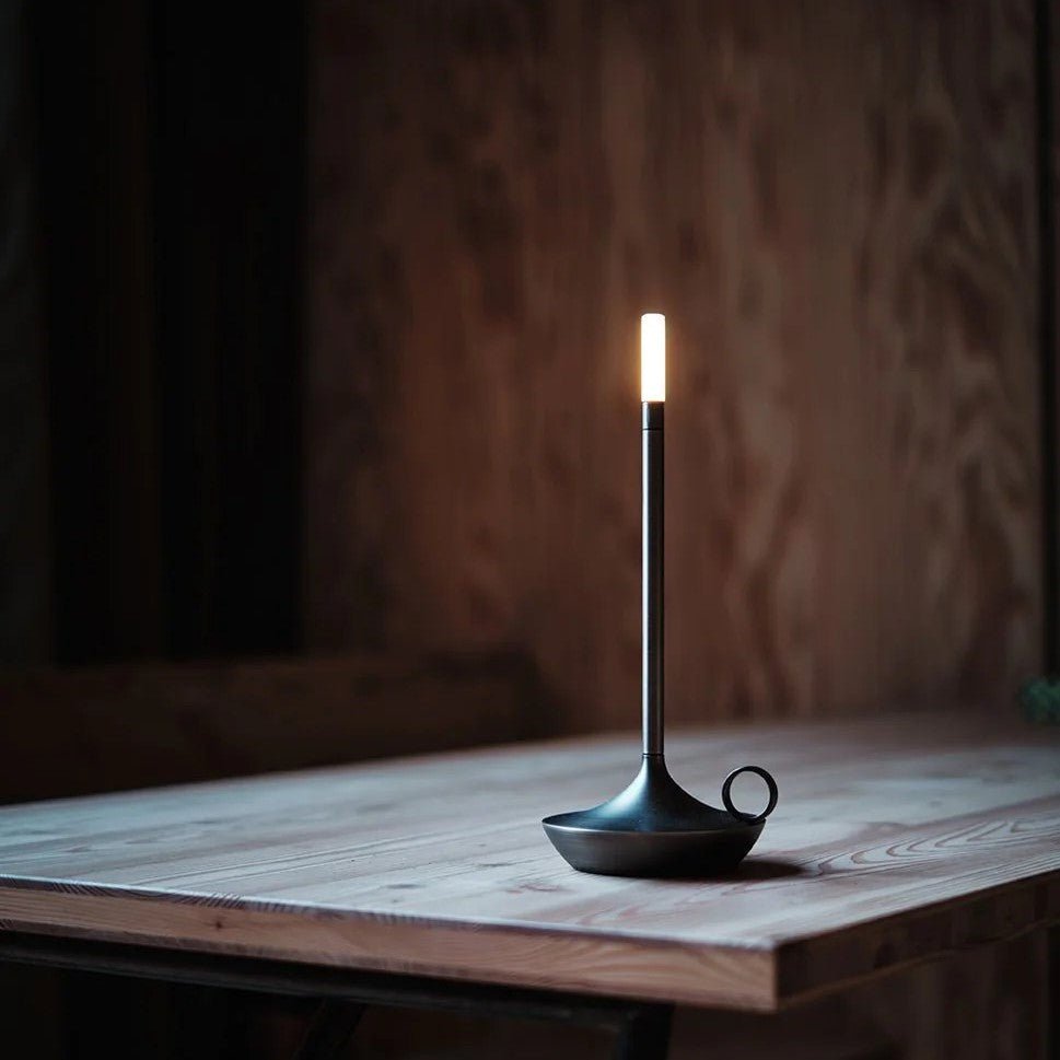 Modern Cordless Lamp with Touch Dimming – Rechargeable Battery Operated Candlestick Light in Brushed Aluminum Design 0