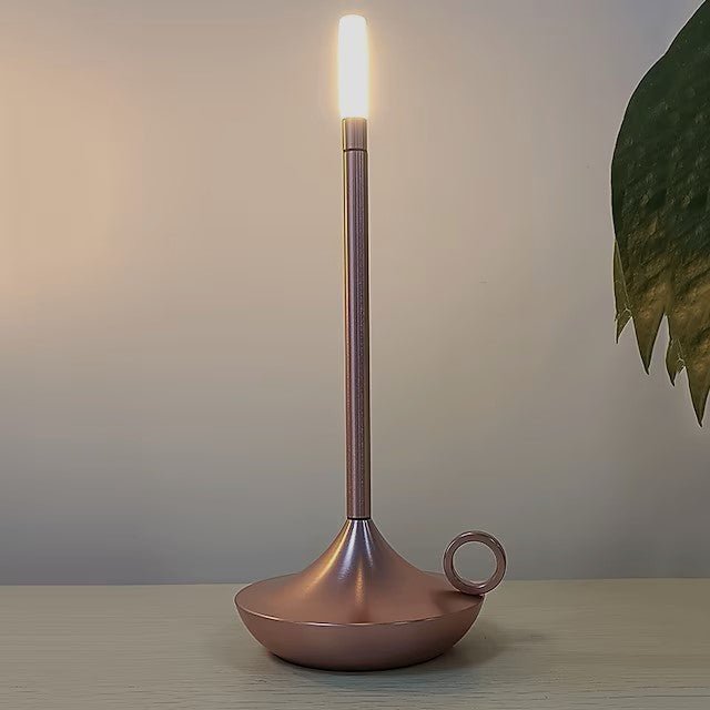 Modern Cordless Lamp with Touch Dimming – Rechargeable Battery Operated Candlestick Light in Brushed Aluminum Design 9
