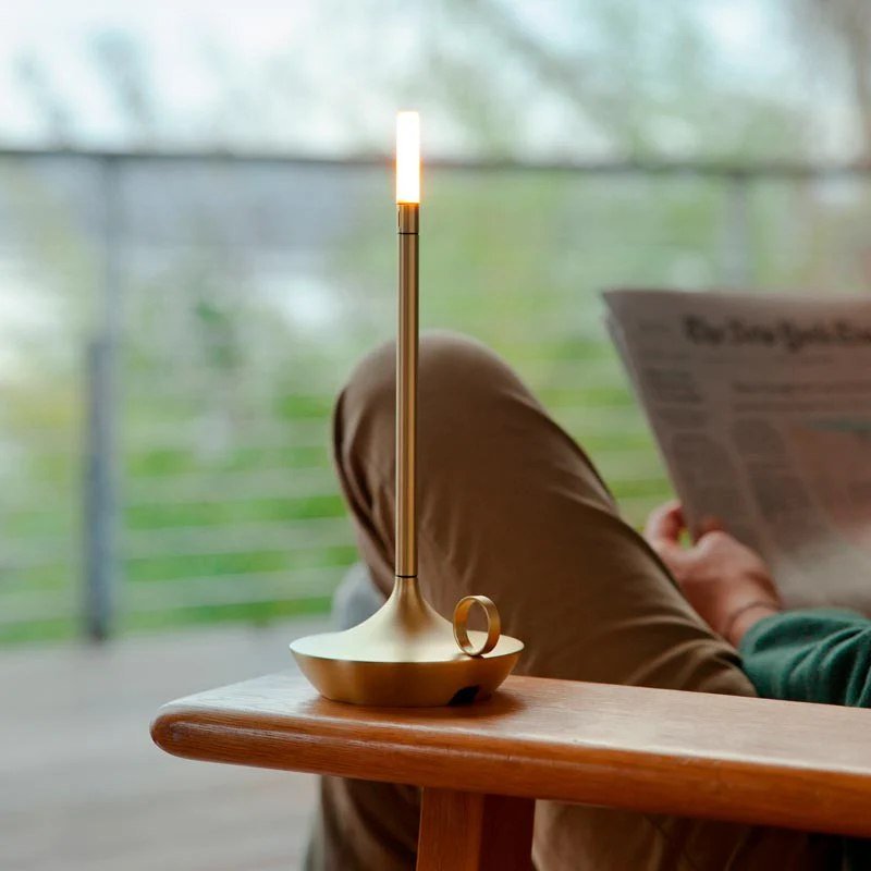 Modern Cordless Lamp with Touch Dimming – Rechargeable Battery Operated Candlestick Light in Brushed Aluminum Design 1