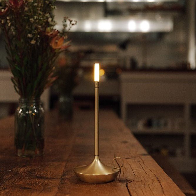 Modern Cordless Lamp with Touch Dimming – Rechargeable Battery Operated Candlestick Light in Brushed Aluminum Design 2