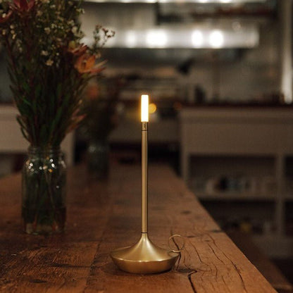 Modern Cordless Lamp with Touch Dimming – Rechargeable Battery Operated Candlestick Light in Brushed Aluminum Design 2