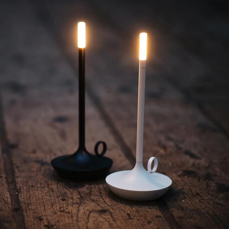 Modern Cordless Lamp with Touch Dimming – Rechargeable Battery Operated Candlestick Light in Brushed Aluminum Design 3