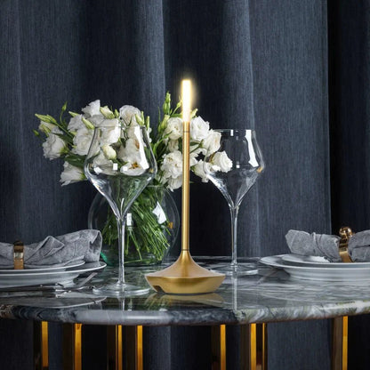 Modern Cordless Lamp with Touch Dimming – Rechargeable Battery Operated Candlestick Light in Brushed Aluminum Design 8
