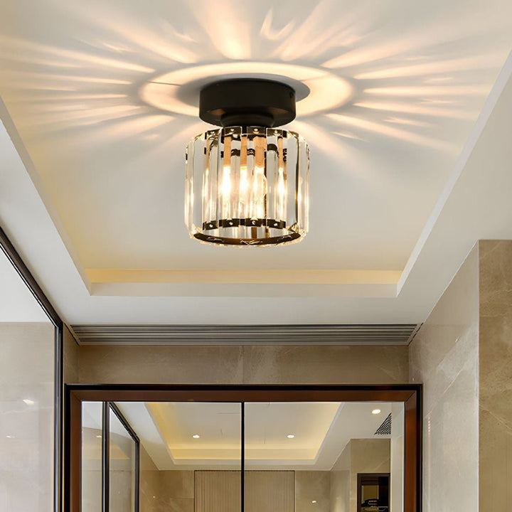 Modern Crystal Flush Mount Ceiling Light Fixture for Hallways and Low Ceilings 0
