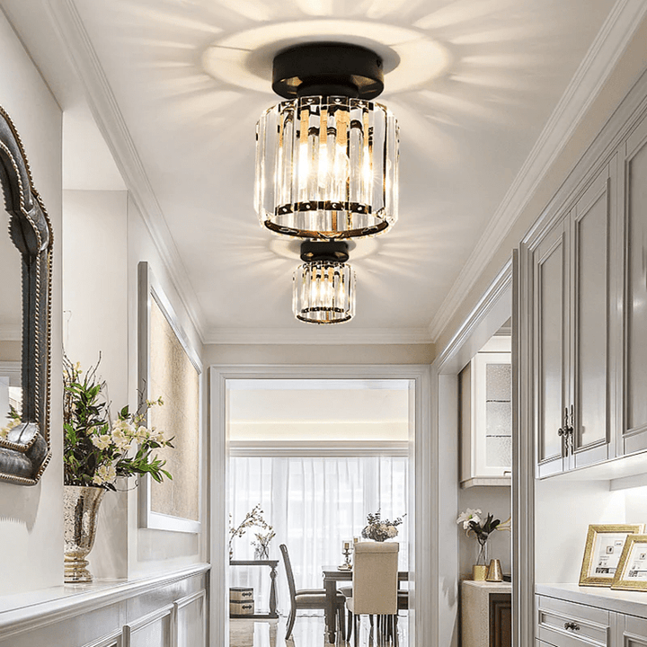 Modern Crystal Flush Mount Ceiling Light Fixture for Hallways and Low Ceilings 5
