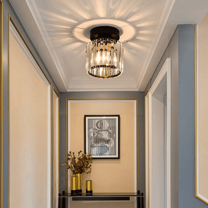 Modern Crystal Flush Mount Ceiling Light Fixture for Hallways and Low Ceilings 2