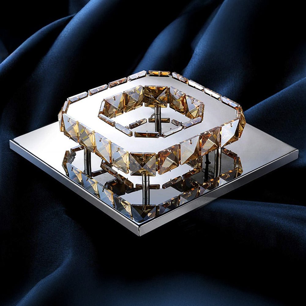 Modern Crystal LED Flush Mount Ceiling Light Fixture – Elegant Design for Living Room, Bedroom, Hallway, 12W, 960 Lumens 2