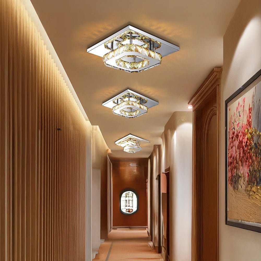 Modern Crystal LED Flush Mount Ceiling Light Fixture – Elegant Design for Living Room, Bedroom, Hallway, 12W, 960 Lumens 1
