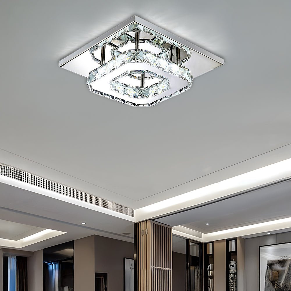 Modern Crystal LED Flush Mount Ceiling Light Fixture – Elegant Design for Living Room, Bedroom, Hallway, 12W, 960 Lumens 5
