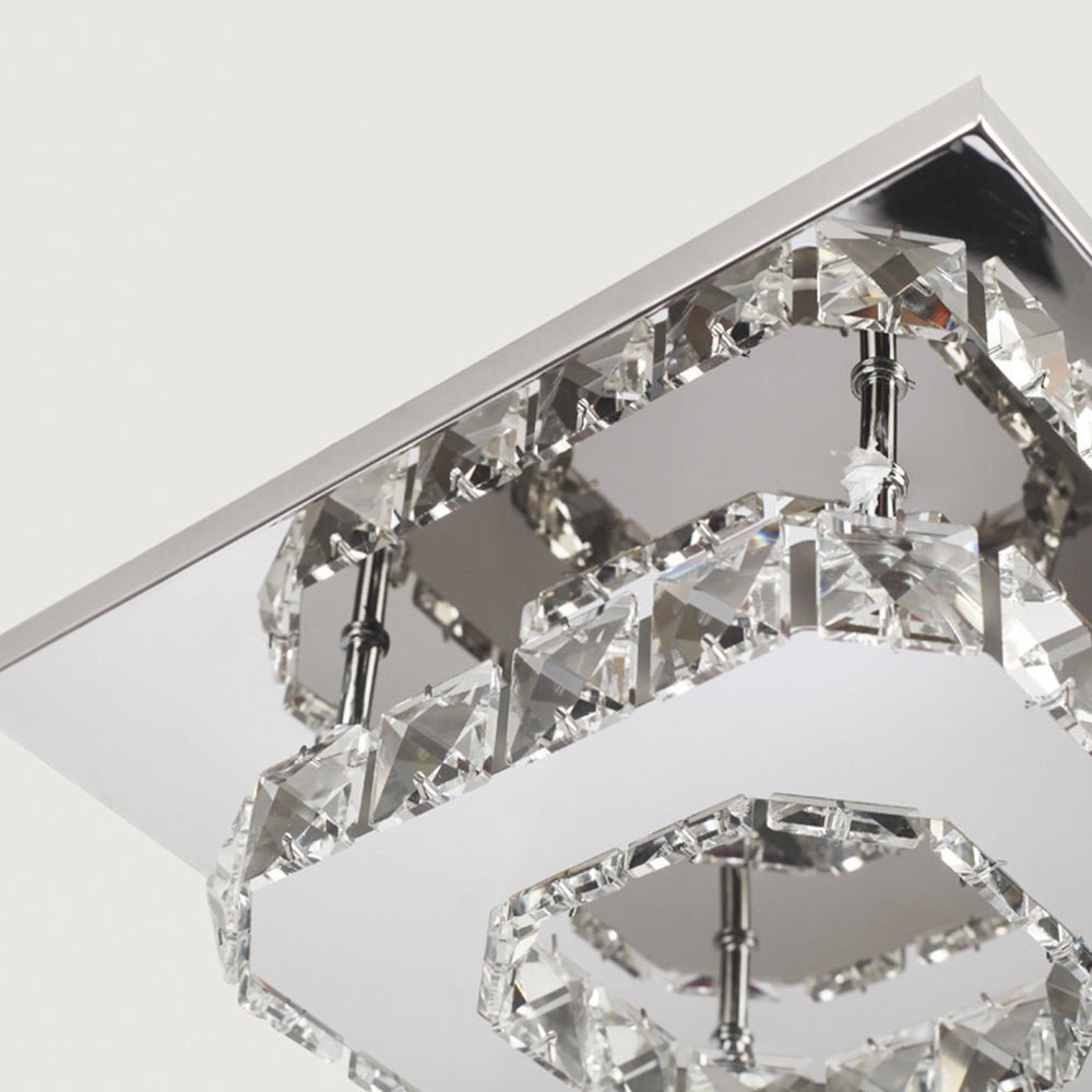 Modern Crystal LED Flush Mount Ceiling Light Fixture – Elegant Design for Living Room, Bedroom, Hallway, 12W, 960 Lumens 6