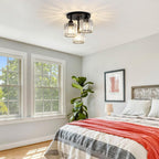 Modern Crystal Semi-Flush Ceiling Light – Elegant Iron and Glass Fixture for Bedroom and Living Room 1