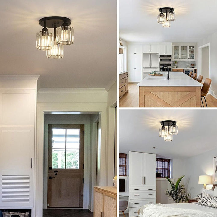 Modern Crystal Semi-Flush Ceiling Light – Elegant Iron and Glass Fixture for Bedroom and Living Room 2