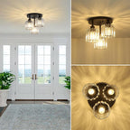 Modern Crystal Semi-Flush Ceiling Light – Elegant Iron and Glass Fixture for Bedroom and Living Room 3