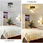 Modern Crystal Semi-Flush Ceiling Light – Elegant Iron and Glass Fixture for Bedroom and Living Room 4