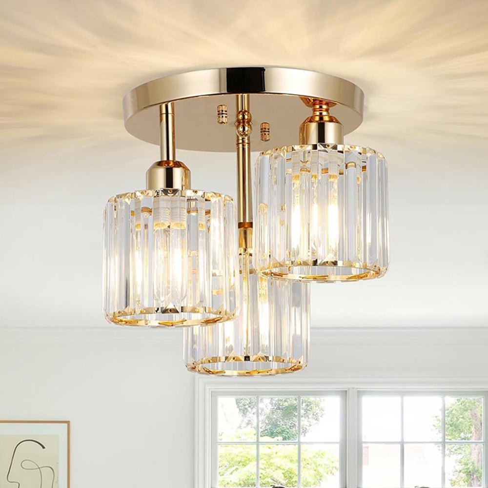 Modern Crystal Semi-Flush Ceiling Light – Elegant Iron and Glass Fixture for Bedroom and Living Room 7