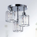 Modern Crystal Semi-Flush Ceiling Light – Elegant Iron and Glass Fixture for Bedroom and Living Room 9