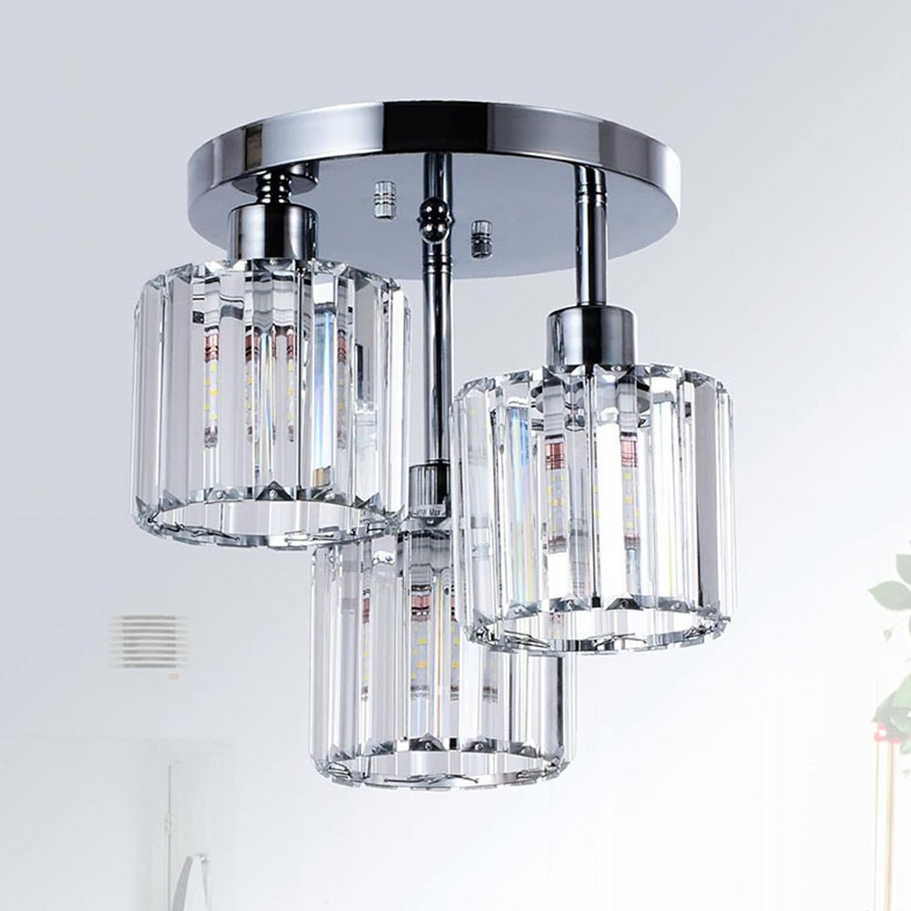 Modern Crystal Semi-Flush Ceiling Light – Elegant Iron and Glass Fixture for Bedroom and Living Room 9