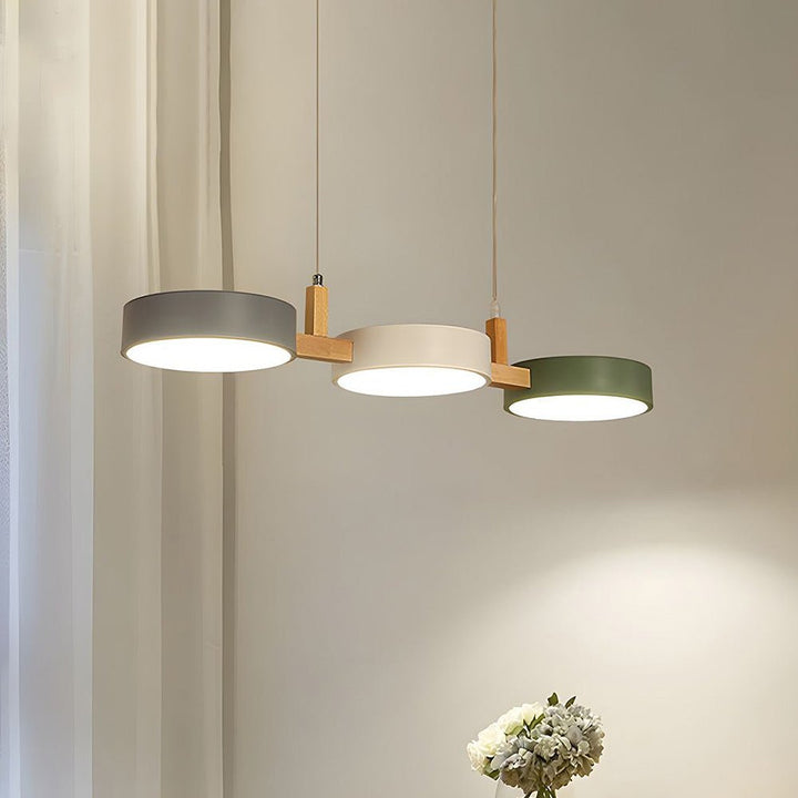 Modern Flush Mount Ceiling Light Fixture, Nordic Design with Metal and Wood, 3 Integrated LED Lights for Kitchens and Living Spaces 2