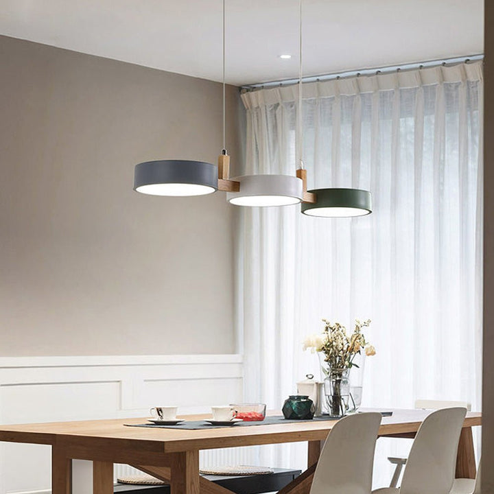 Modern Flush Mount Ceiling Light Fixture, Nordic Design with Metal and Wood, 3 Integrated LED Lights for Kitchens and Living Spaces 3