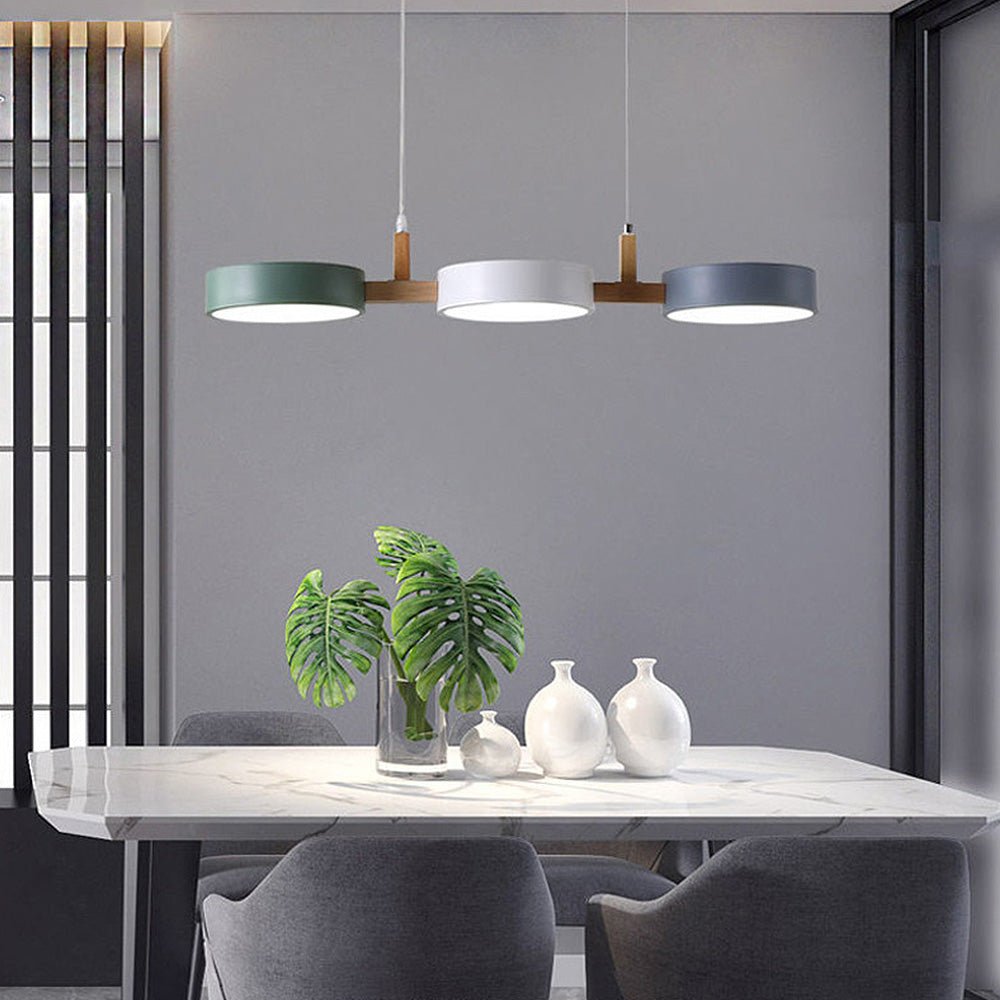 Modern Flush Mount Ceiling Light Fixture, Nordic Design with Metal and Wood, 3 Integrated LED Lights for Kitchens and Living Spaces 0