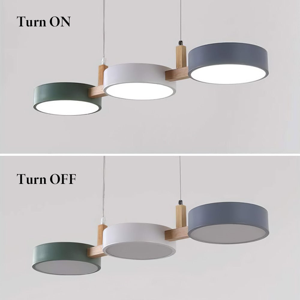 Modern Flush Mount Ceiling Light Fixture, Nordic Design with Metal and Wood, 3 Integrated LED Lights for Kitchens and Living Spaces 6