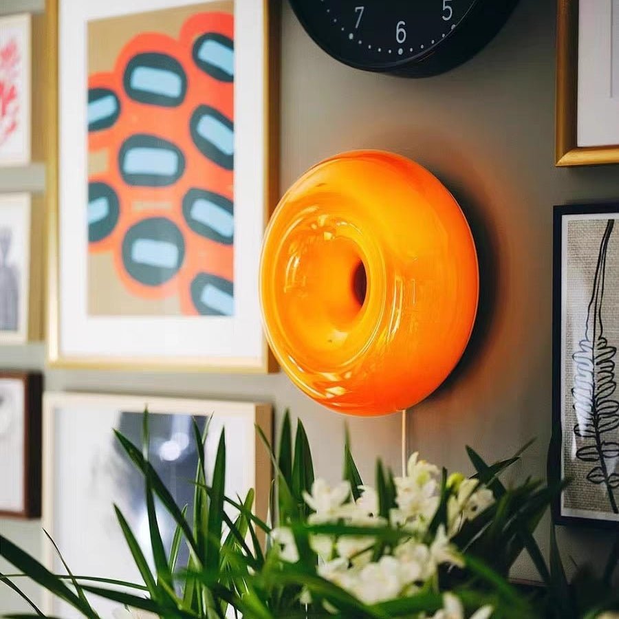 Modern Glass Wall Sconce Lamp with Dimmable LED – Unique Donut Design 2