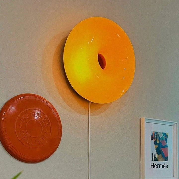 Modern Glass Wall Sconce Lamp with Dimmable LED – Unique Donut Design 0