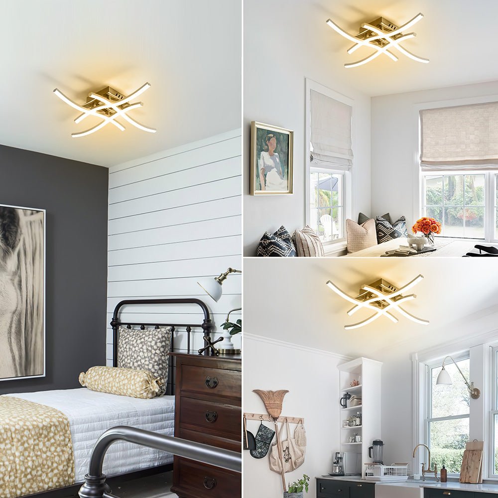 Modern LED Ceiling Light Fixture with Curved Aluminum Design – Energy Efficient Flush Mount 7