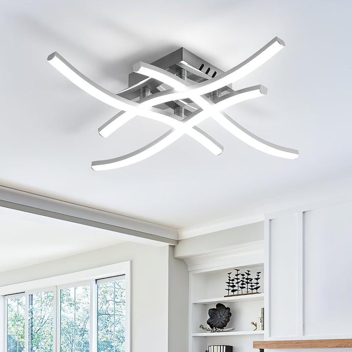 Modern LED Ceiling Light Fixture with Curved Aluminum Design – Energy Efficient Flush Mount 0