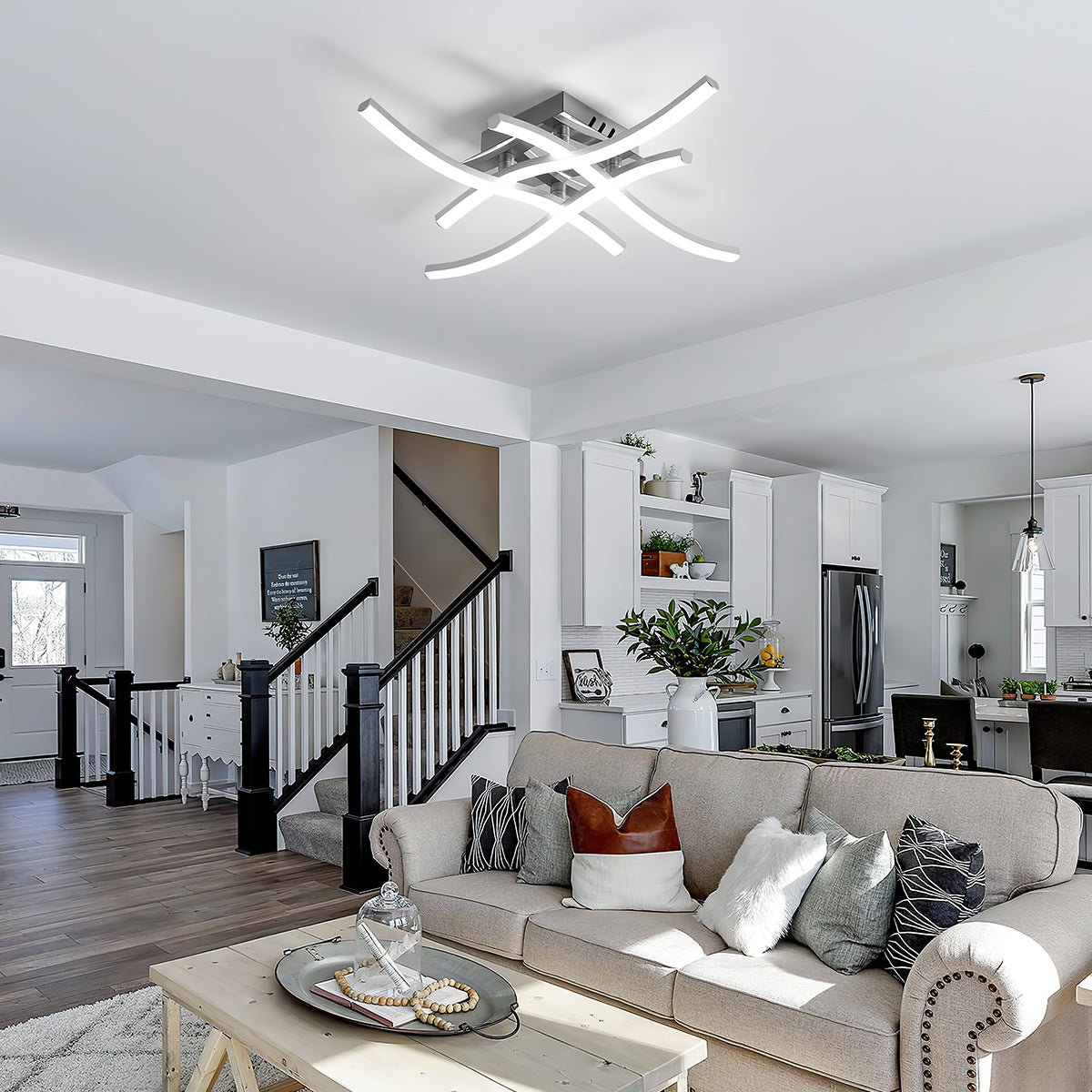 Modern LED Ceiling Light Fixture with Curved Aluminum Design – Energy Efficient Flush Mount 2