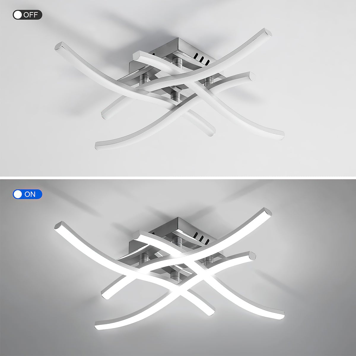 Modern LED Ceiling Light Fixture with Curved Aluminum Design – Energy Efficient Flush Mount 3