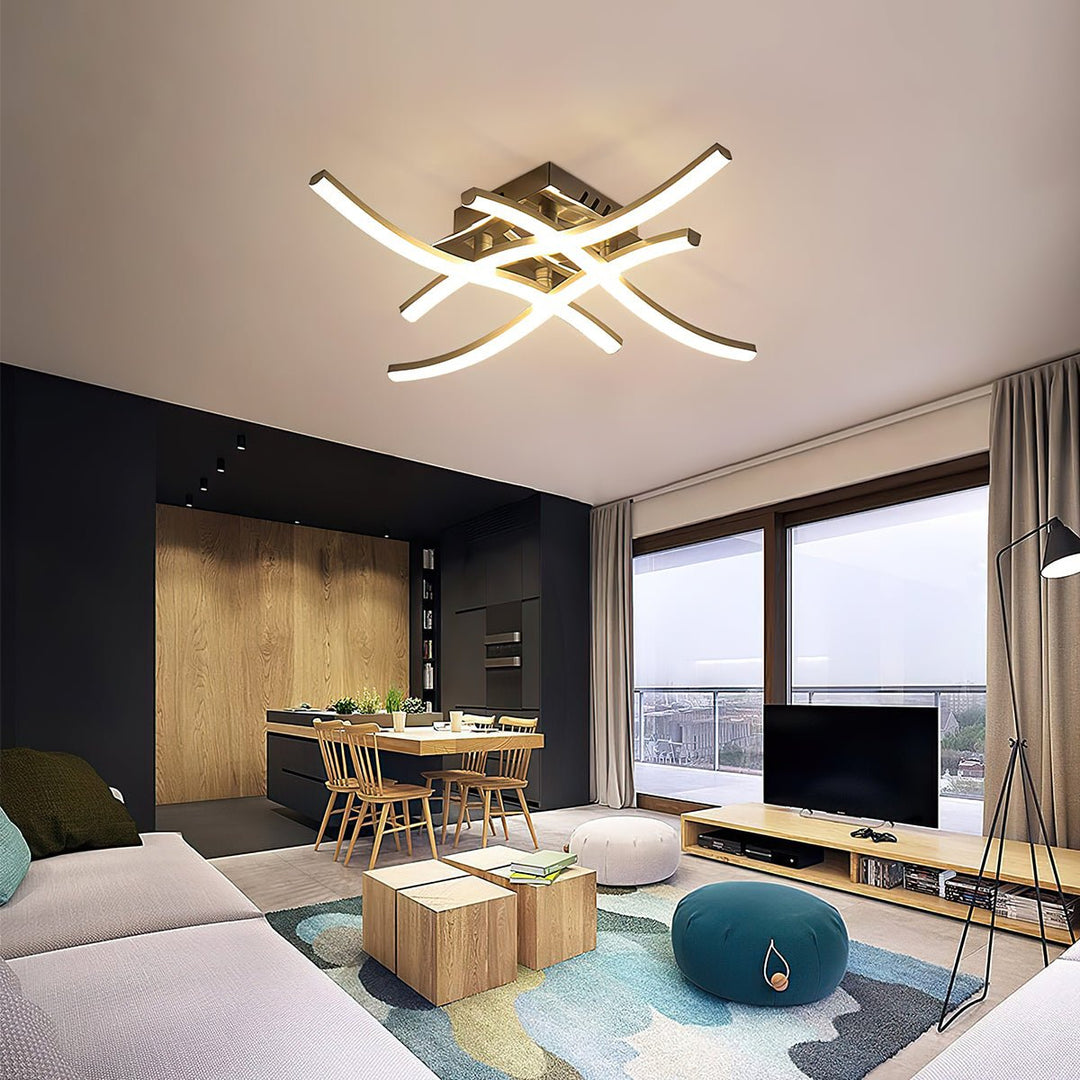 Modern LED Ceiling Light Fixture with Curved Aluminum Design – Energy Efficient Flush Mount 6