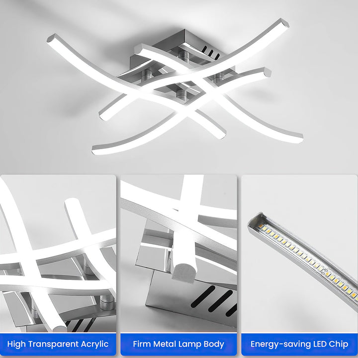 Modern LED Ceiling Light Fixture with Curved Aluminum Design – Energy Efficient Flush Mount 4