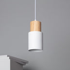Modern Pendant Light with Colorful Cylinder Design – Iron and Wood Fixture 6