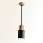 Modern Pendant Light with Colorful Cylinder Design – Iron and Wood Fixture 4