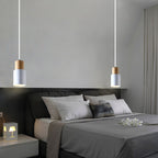 Modern Pendant Light with Colorful Cylinder Design – Iron and Wood Fixture 7