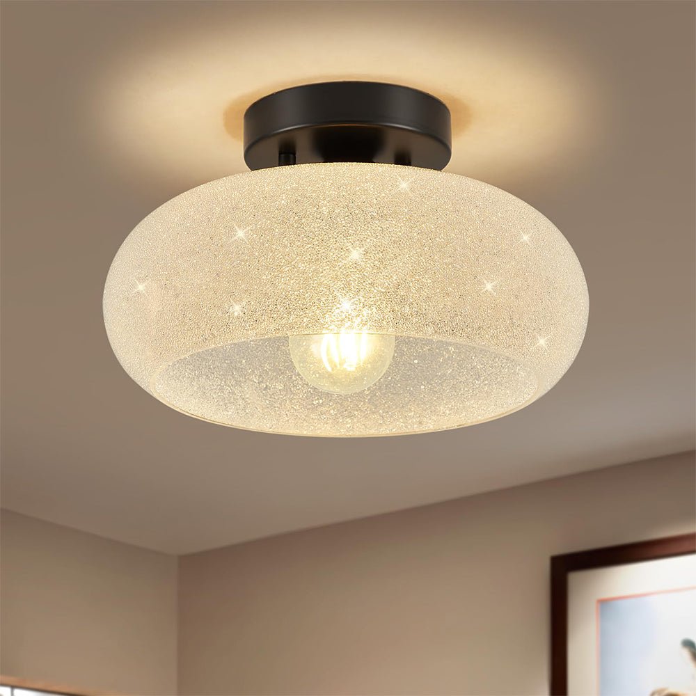 Modern Semi Flush Ceiling Light with Round Glass Shade – Elegant Indoor Fixture 0
