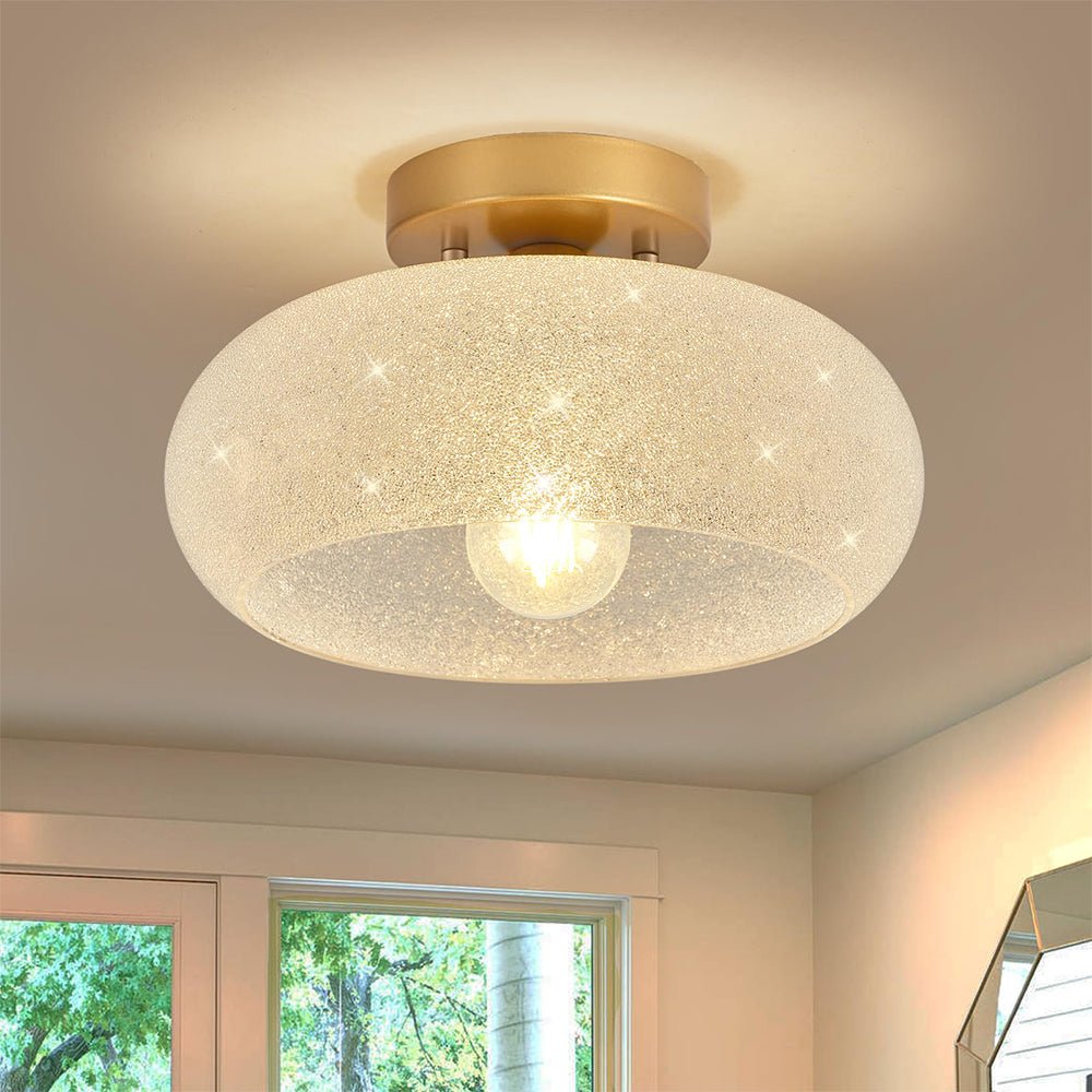 Modern Semi Flush Ceiling Light with Round Glass Shade – Elegant Indoor Fixture 1