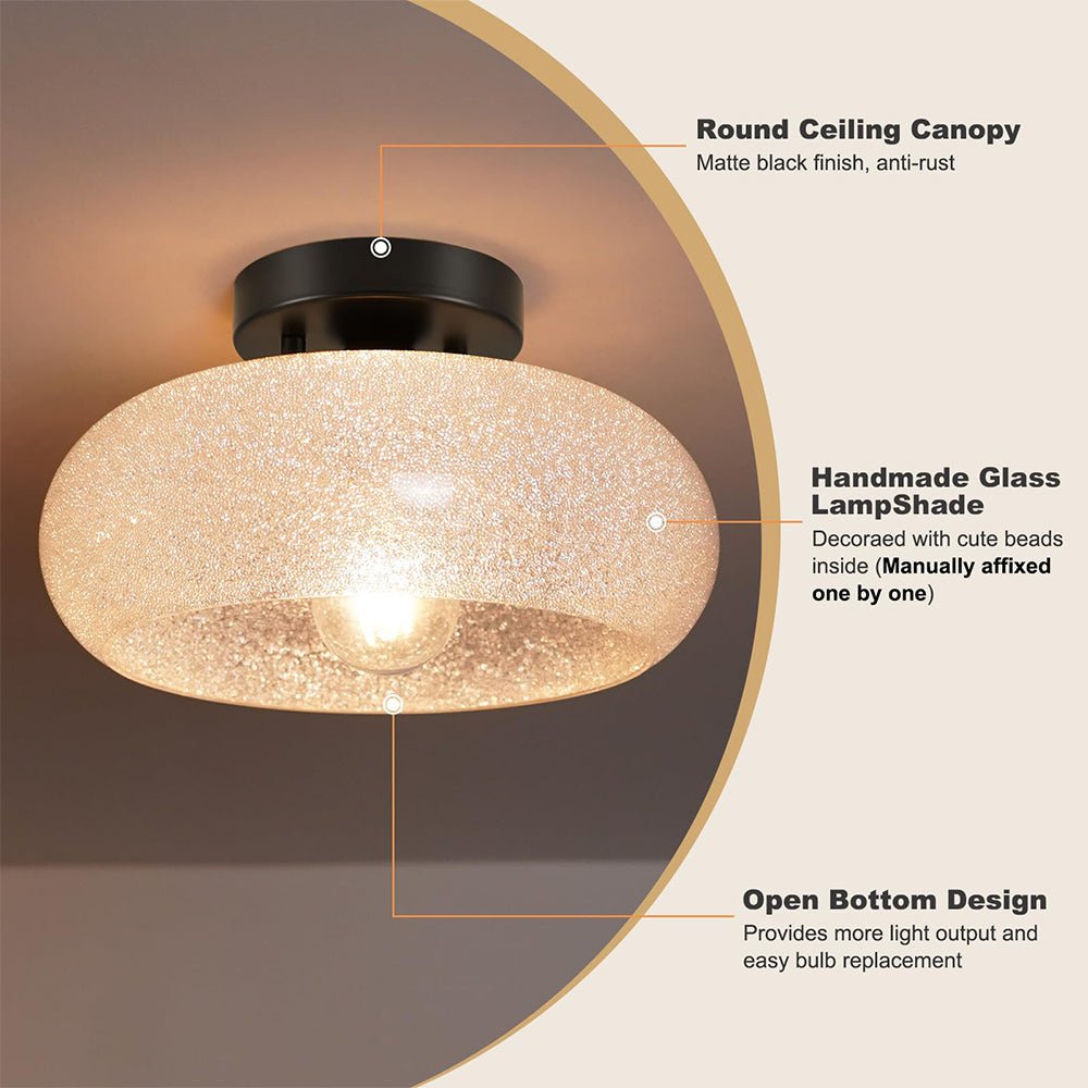 Modern Semi Flush Ceiling Light with Round Glass Shade – Elegant Indoor Fixture 7
