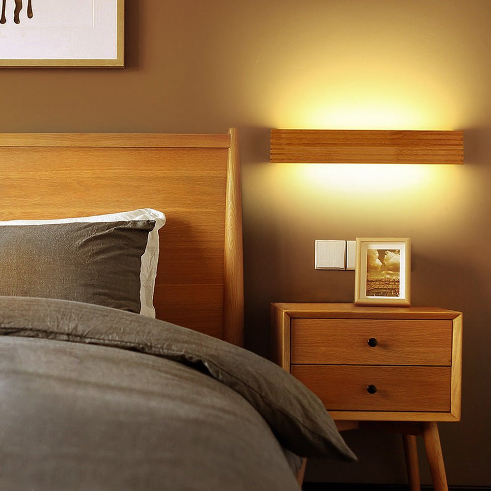 Modern Wooden Wall Light Fixture – Energy-Efficient LED Sconce for Home Interiors, Rustic Design for Living Room, Bedroom, Hallway 4