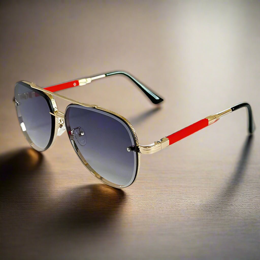 "Monte Carlo" Aviator Stainless Steel Sunglasses (Brown ) - Sunglasses | Zavonix