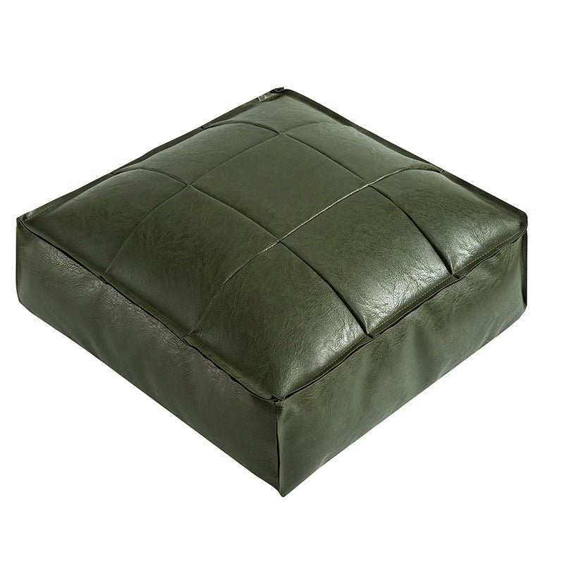 Moroccan Faux Leather Pouf Floor Cushion with Stitched Grid Design – Versatile Accent for Modern and Cozy Spaces 8