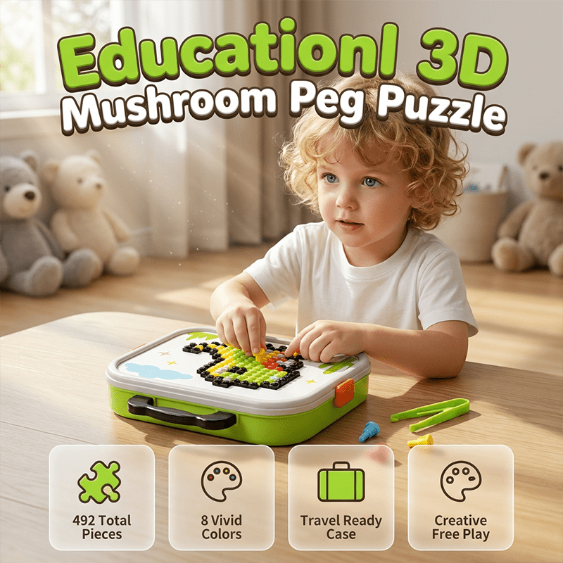 Mushroom Peg Puzzle 492 Piece 3D Builds Product Image 02