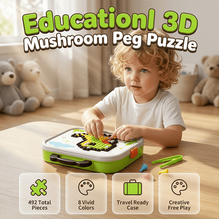 Mushroom Peg Puzzle 492 Piece 3D Builds Product Image 02