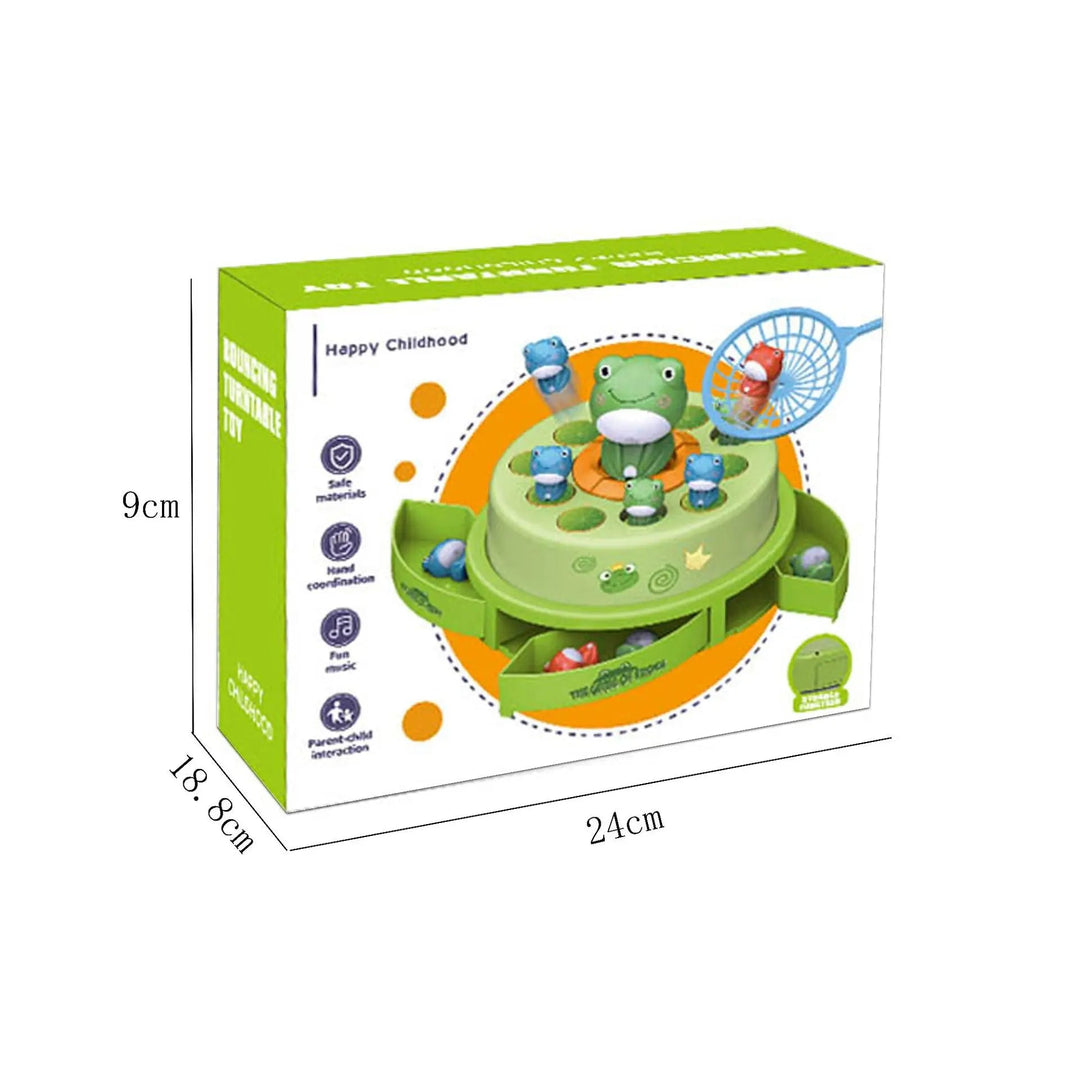 Musical frog game box with package measurements of 24 x 18.8 x 9 cm