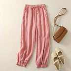 Naroa Linen Pants — Breathable Cotton - Linen Harem Pants with Relaxed Fit (Black XS) - | Zavonix