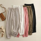 Naroa Linen Pants — Breathable Cotton - Linen Harem Pants with Relaxed Fit (Black XS) - | Zavonix