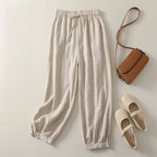 Naroa Linen Pants — Breathable Cotton - Linen Harem Pants with Relaxed Fit (Black XS) - | Zavonix